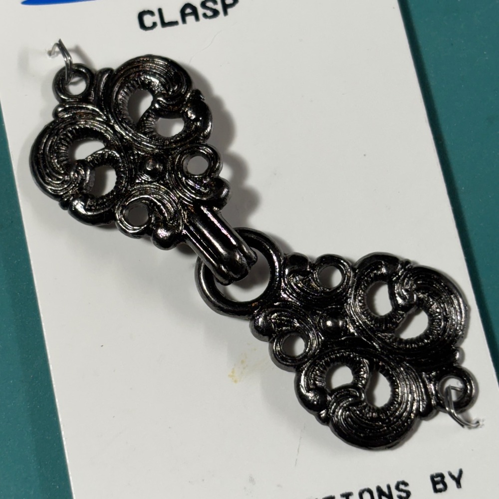 JHB Creative Buttons 1285 Gunmetal Filigree Metal Clasp Fastener 2‎ Inch Vintage